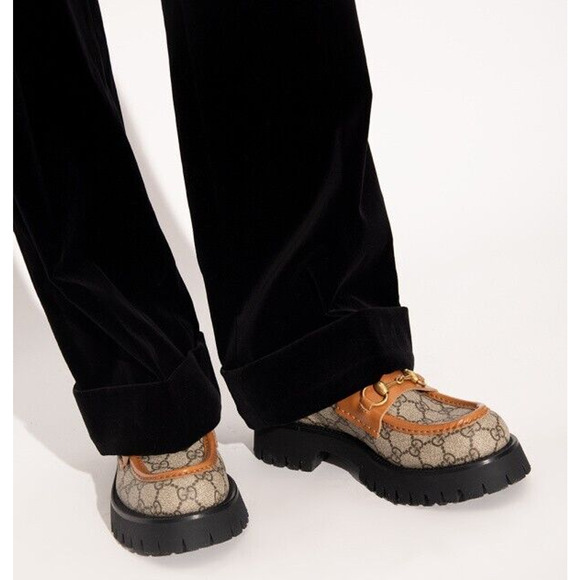 Gucci Platform Loafers 37/ US 7 Beige GG Monogram Horsebit Shoes NIB $1,150 - Picture 3 of 15